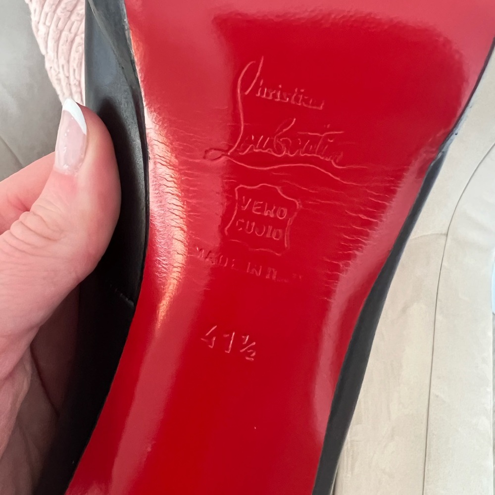 Black Classic Christian Louboutin Yoyo Zappa Calf Peep Toe Pumps Size 41.5 - Picture 3 of 9